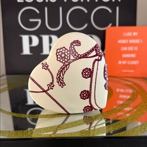 Pandora Heart-Shaped Burgundy and White Leather Accessory